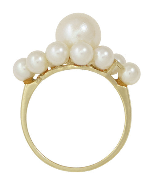 Vintage Mikimoto Pearl Cluster Ring in 14 Karat Yellow Gold - Item: R1219 - Image: 5