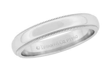 Tiffany & Co Milgrain Wedding Band in Platinum 4mm Wide in Ring Size 8.5