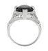 Art Deco Filigree Oval Black Onyx Ring in 14 Karat White Gold