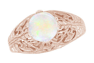 Opal Filigree Ring in 14 Karat Rose ( Pink ) Gold - Item: R137RO - Image: 3