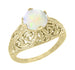 Yellow Gold Edwardian Dome Filigree Solitaire Opal Ring