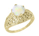 Yellow Gold Edwardian Dome Filigree Solitaire Opal Ring