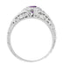 Art Deco Engraved Amethyst and Diamond Filigree Engagement Ring in 14 Karat White Gold