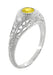 Art Deco Engraved Platinum Yellow Sapphire and Diamond Filigree Engagement Ring