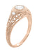 Art Deco Low Dome Filigree White Sapphire Engagement Ring in 14 Karat Rose Gold