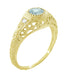 Art Deco Engraved Filigree Yellow Gold Aquamarine and Diamond Engagement Ring