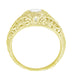 Yellow Gold Art Deco Filigree White Sapphire Engagement Ring