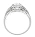 Edwardian Diamond Scroll Dome Filigree Engagement Ring in 14 Karat White Gold