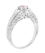 Art Deco Morganite and Diamond Filigree Engraved Engagement Ring in 14 Karat White Gold