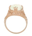 Art Deco Large White Opal Filigree Ring in 14 Karat Rose Gold