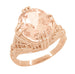 Filigree Art Deco Large Oval Morganite Ring in 14 Karat Rose Gold - 4.5 Carats