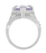 Rose de France Oval Art Deco Filigree Right Hand Ring in 14 Karat White Gold