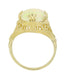 Art Deco White Opal Filigree Ring in 14 Karat Yellow Gold - October Birthstone