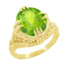 Art Deco Filigree Yellow Gold Antique Large Oval Peridot Ring - R157YPER