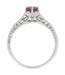 Vintage Style Raspberry Rhodolite Garnet and Diamond Filigree Engagement Ring in 14 Karat White Gold