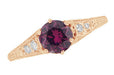 Rose Gold Art Deco Raspberry Rhodolite Garnet and Diamond Filigree Engagement Ring