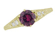 Raspberry Rhodolite Garnet and Diamond Filigree Ring in 14 Karat Yellow Gold