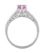 Art Deco Filigree Pink Sapphire and Diamond Vintage Style Engagement Ring in 14 Karat White Gold