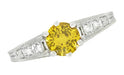 1920's Art Deco Yellow Sapphire and Diamond Filigree Platinum Engagement Ring