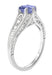 Art Deco Filigree Tanzanite and Diamond Engagement Ring in 14 Karat White Gold