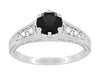 Art Deco Round Black Diamond Antique Gothic Engagement Ring in White Gold 1.25 Carat - R158WBD