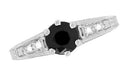 Top of Art Deco Gothic Filigree 1.25 Carat Black Diamond Engagement Ring - 14K White Gold - R158WBD