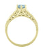 Art Deco Antique Style Aquamarine and Diamond Filigree Engagement Ring in 14 Karat Yellow Gold