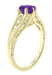 Amethyst and Diamond Filigree Engagement Ring in 14 Karat Yellow Gold