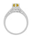 Art Deco Yellow Sapphire and Diamond Filigree Engagement Ring in 14 Karat White Gold