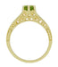 Art Deco Filigree Peridot and Diamond Engagement Ring in 14 Karat Yellow Gold
