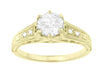 1920's White Sapphire Filigree Engagement Ring in 14 Karat Yellow Gold