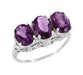 Edwardian Three Stone Oval Amethyst Filigree Ring in 14 Karat White Gold