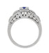 Art Deco Platinum Carved Filigree Low Profile Blue Sapphire Engagement Ring