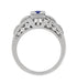 Art Deco Platinum Carved Filigree Low Profile Blue Sapphire Engagement Ring