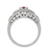 Filigree Engraved Art Deco Ruby Ring in 14 Karat White Gold