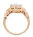 Art Deco Rose Gold 3/4 Carat White Sapphire Engraved Filigree Engagement Ring
