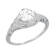 Art Deco Filigree Engraved 3/4 Carat Diamond Engagement Ring in 14 Karat White Gold