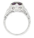 Art Deco Engraved Filigree 1 Carat Amethyst Engagement Ring in 14 Karat White Gold