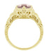 Art Deco Engraved Filigree Morganite Engagement Ring in 14 Karat Yellow Gold