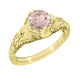 Art Deco Engraved Filigree Morganite Engagement Ring in 14 Karat Yellow Gold