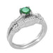 Art Deco Hearts and Clovers Platinum Soltiaire Emerald Engagement Ring