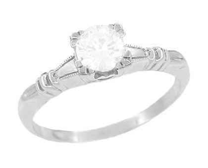 Art Deco Platinum Hearts and Clovers 1/2 Carat Diamond Solitaire Engagement Ring