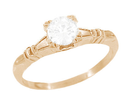 Art Deco Hearts & Clovers Antique 1/2 Carat Diamond Rose Gold Engagement Ring - Fishtail Setting - R163R50D