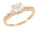 Art Deco Clovers and Hearts White Sapphire Engagement Ring in 14 Karat Rose ( Pink ) Gold