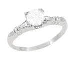 Art Deco Hearts and Clovers 1/2 Carat Diamond Solitaire Engagement Ring in 14K White Gold