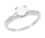 Art Deco Hearts & Clovers 1920's Antique Diamond Solitaire Engagement Ring in White Gold - R163W50D