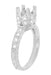 Art Deco Engraved Filigree Loving Butterflies Engagement Ring Setting in Platinum for a 1 Carat Diamond