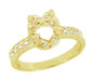 18 Karat Yellow Gold Art Deco Filigree Loving Butterflies Engraved 1 Carat Diamond Engagement Ring Setting