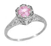 Hexagonal Art Deco Pink Sapphire Filigree Engagement Ring in 14K White Gold