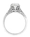 Hexagon Art Deco White Sapphire Filigree Engagement Ring in 14K White Gold